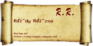 Rády Rózsa névjegykártya